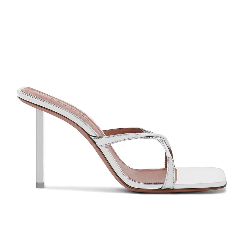 AMINA MUADDI Silver Adriana Slipper Heeled Sandals